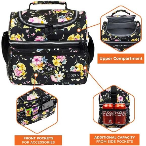 Lunch Box For Women, Insulated Large Lunch Bag Adult Work, Double Decker - Picture 5 of 7